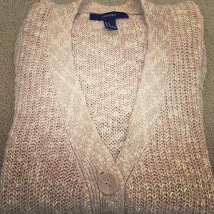 Forever 21 Knit Cardigan- pink/white